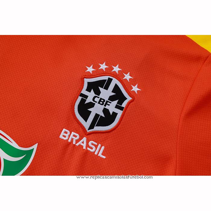 Fato de Treino Brasil 2025-2026 Manga Curta Laranja - Calcas Curta